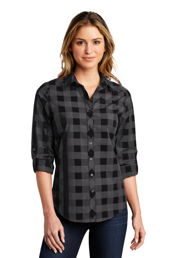 Port Authority® Ladies Everyday Plaid Shirt-Semi Sisters Logo
