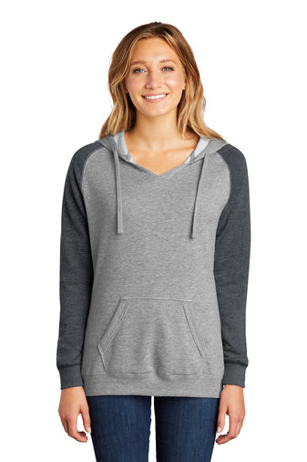 District ® Women’s Lightweight Fleece Raglan Hoodie-Semi Sisters Logo