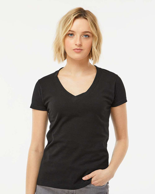Tultex - Women's Slim Fit Fine Jersey V-Neck T-Shirt - 214