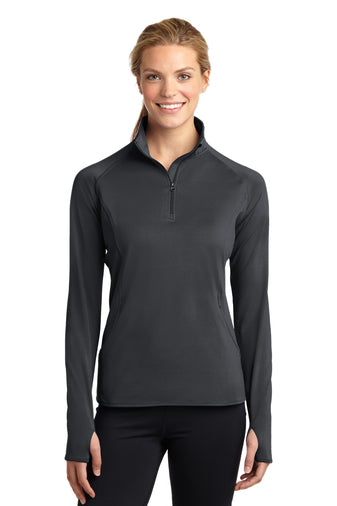 Sport-Tek® Ladies Sport-Wick® Stretch 1/2-Zip Pullover-Semi Sisters Logo