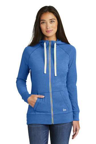 New Era® Ladies Sueded Cotton Blend Full-Zip Hoodie-Semi Sisters Logo