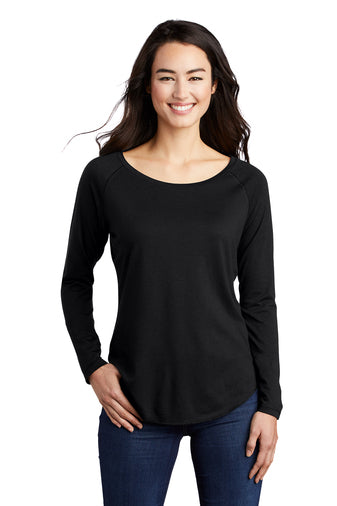 Sport-Tek ® Ladies PosiCharge ® Long Sleeve Tri-Blend Wicking Scoop Neck Raglan Tee-Semi Sisters Logo