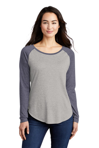 Sport-Tek ® Ladies PosiCharge ® Long Sleeve Tri-Blend Wicking Scoop Neck Raglan Tee-Semi Sisters Logo