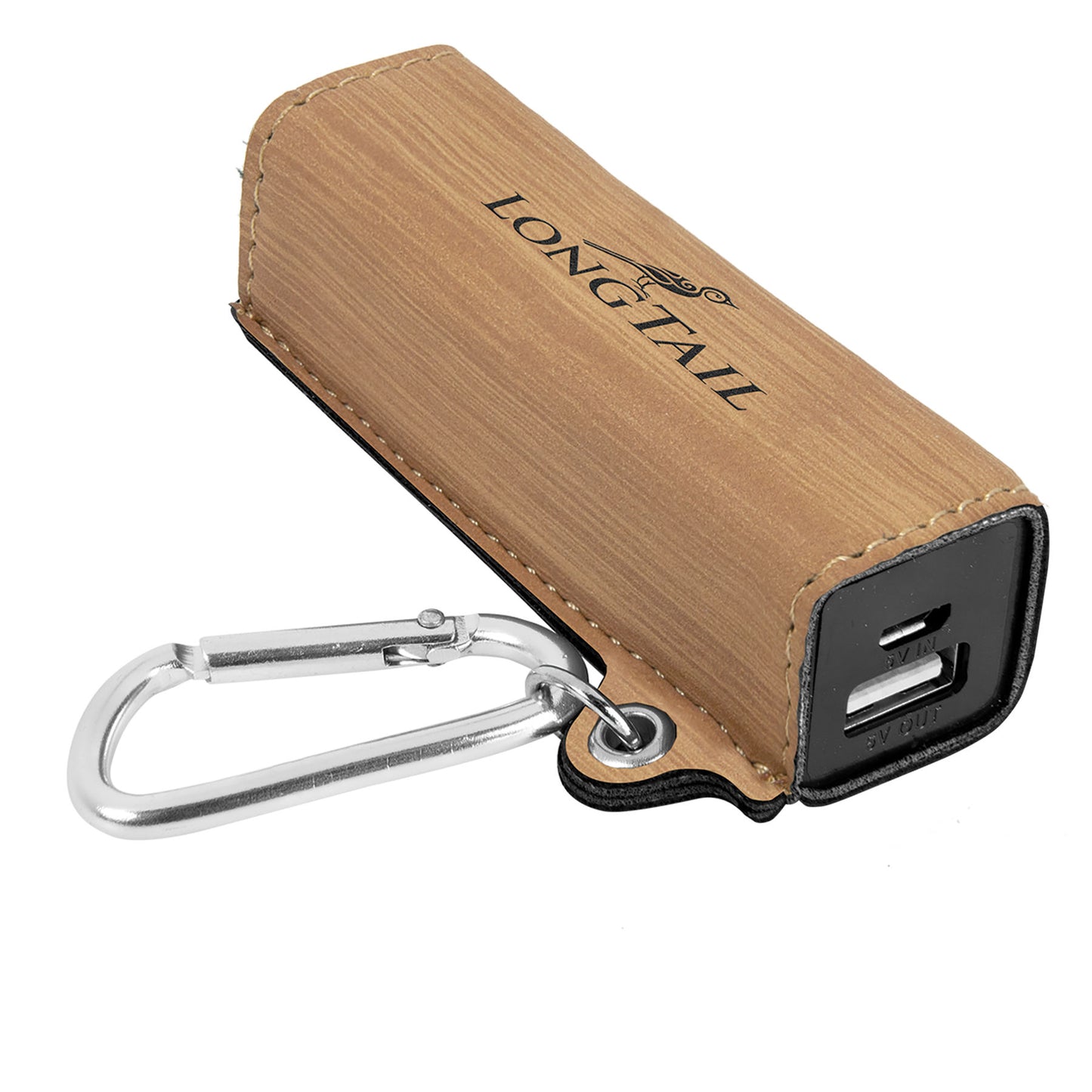 Bamboo Laserable Leatherette 2200 mAh Power Bank with USB Cord