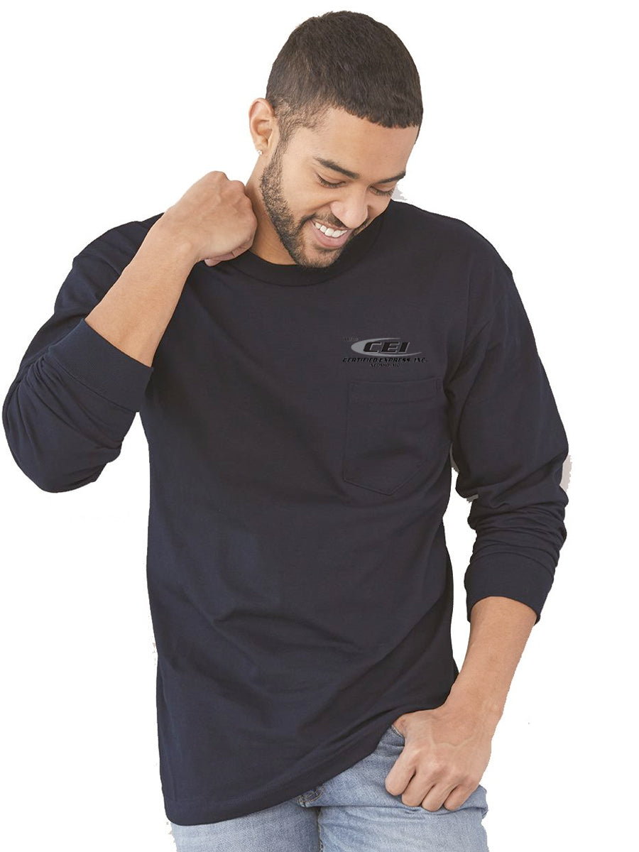 Bayside - USA-Made Long Sleeve T-Shirt with a Pocket - 8100