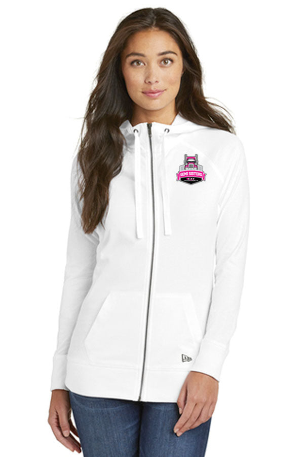 New Era® Ladies Sueded Cotton Blend Full-Zip Hoodie-Semi Sisters Logo